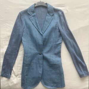 100% CAPRI BLUE LINEN SET! SLEEVELESS SCOOP NECK TANK AND BLAZER. SIZE XS AND M